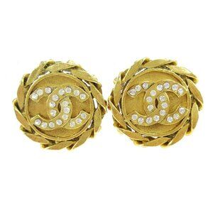 Chanel Rhinestone Button Earrings Clip-On